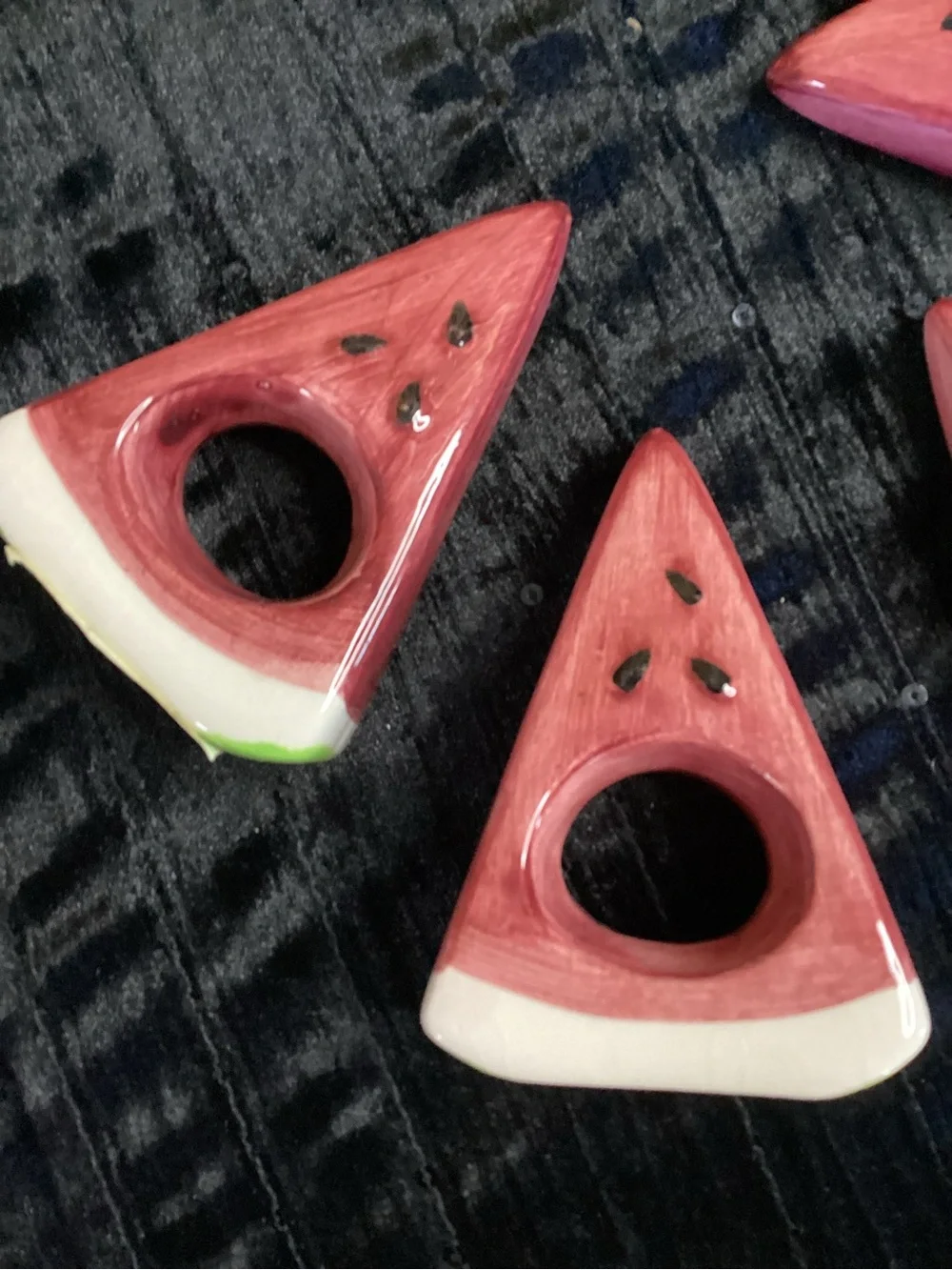 Watermelon Slice Ceramic Napkin Rings - 4 Pieces